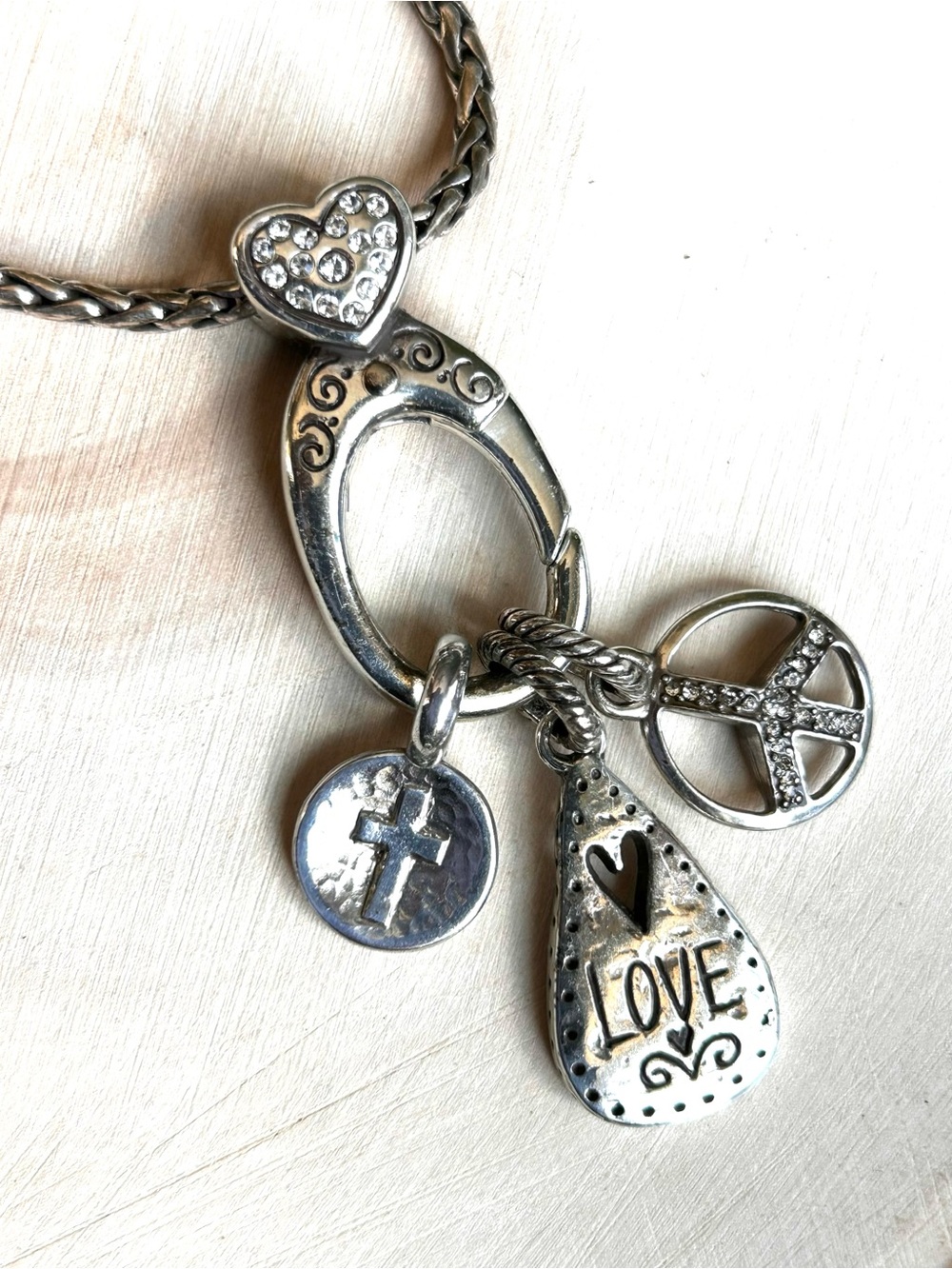 Brighton Silver-Plated 'Love' & Peace Charm Necklace